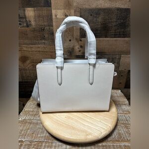 Coach Carter Carryall 28 Chalk Pebble Leather Satchel Crossbody NWT